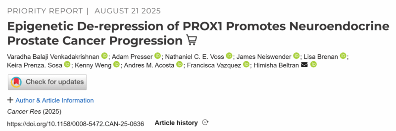 Varadha Balaji Venkadakrishnan: PROX1 - A Key Driver of Neuroendocrine Prostate Cancer