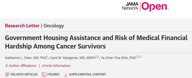 Housing Aid Is Linked to Lower Medical Financial Hardship among U.S. Renters with Cancer