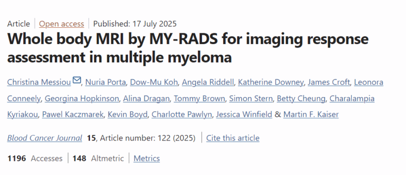 Whole-Body MRI Scans on Multiple Myeloma Patients Can Detect Tiny Traces of Cancer in the Bone Marrow - ICR