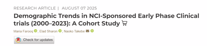 Elizabeth McKenna: Cohort Study on Demographic Trends in Early Phase Clinical Trials by Maria Farooq et al.