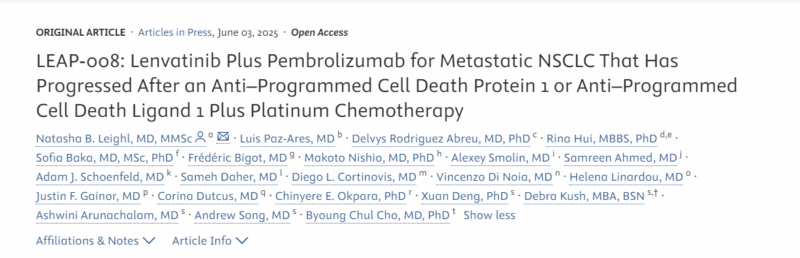 Lenvatinib + Pembrolizumab vs Docetaxel in Stage IV NSCLC - IASLC