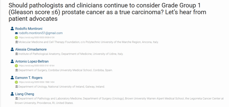 Liang Cheng: Should Pathologists Continue to Consider Grade Group 1 Prostate Cancer as a True Carcinoma?