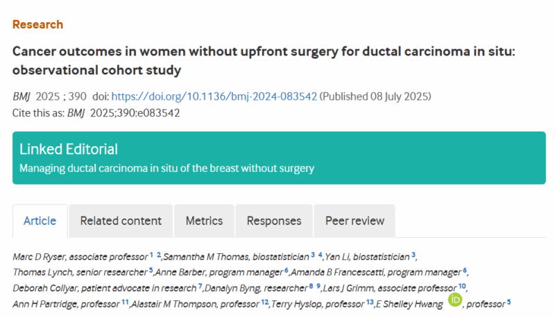 Armando Orlandi: Cancer Outcomes in Women Without Upfront Surgery for Ductal Carcinoma in Situ