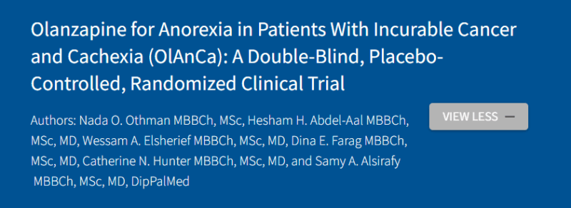 Ryan Nipp: Olanzapine for Anorexia in Patients with Incurable Cancer and Cachexia