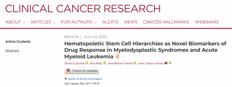 Irene Ganan-Gomez: Hematopoietic Stem Cell Hierarchies as Biomarkers of Drug Response in MDS and AML