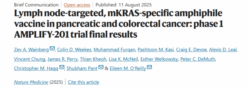 Memorial Sloan Kettering Cancer Center Oncologists Co-Lead Study on KRAS-Targeted Cancer Vaccine