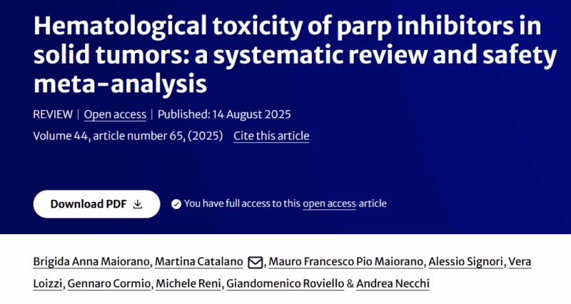 Andrea Necchi: Hematologic Toxicity of PARP Inhibitors in Solid Tumors