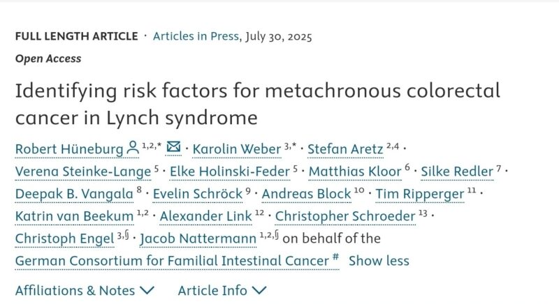 Arndt Vogel Lynch syndrome