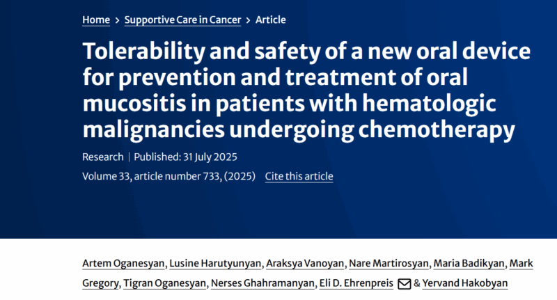 Artem Oganesyan: A Promising Step Forward in the Field of Supportive Care and Oral Mucositis