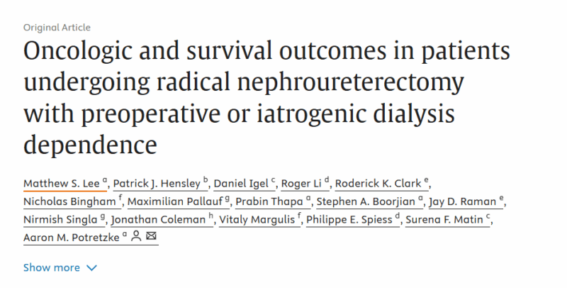 Philippe Spiess: Survival Outcomes After Radical Nephroureterectomy in Dialysis-Dependent Patients