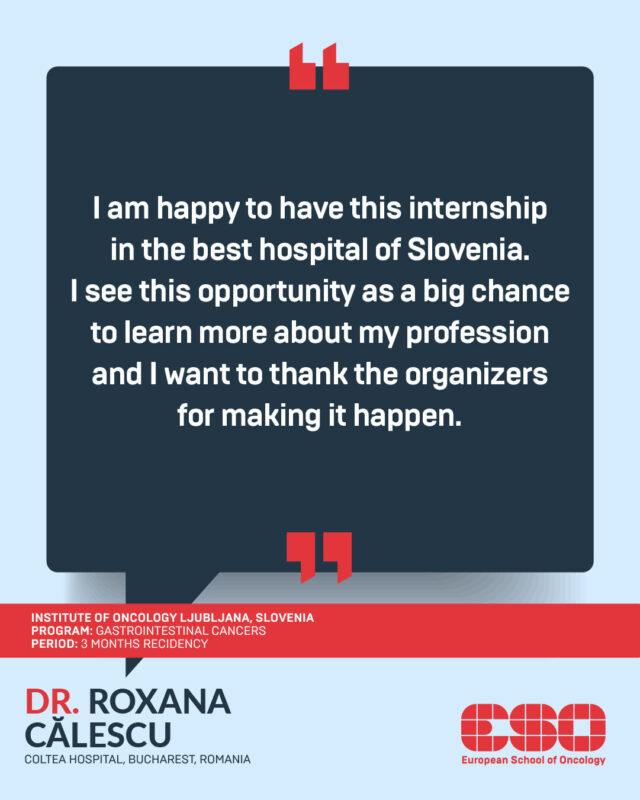 Roxana-Elena Cãlescu’s Experience in Gastrointestinal Oncology Through the M2ICOS Project - ESO