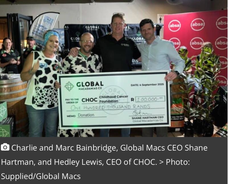Hedley Lewis: Global Macs Donates Over R100,000 to Support Children with Cancer Through CHOC