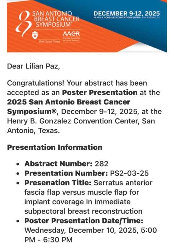 Lilian Paz: Our Abstract has been Accepted for Poster Presentation at the SABCS 2025