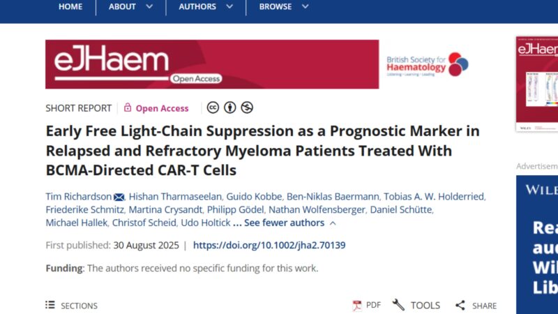 Rahul Banerjee: Very Nice Analysis in eJHaem Journal of Undetectable FLC Following BCMA CAR-T in Myeloma