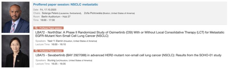 Xiuning Le: First Two Presenters Opening the Proffered Metastatic NSCLC Session at ESMO25