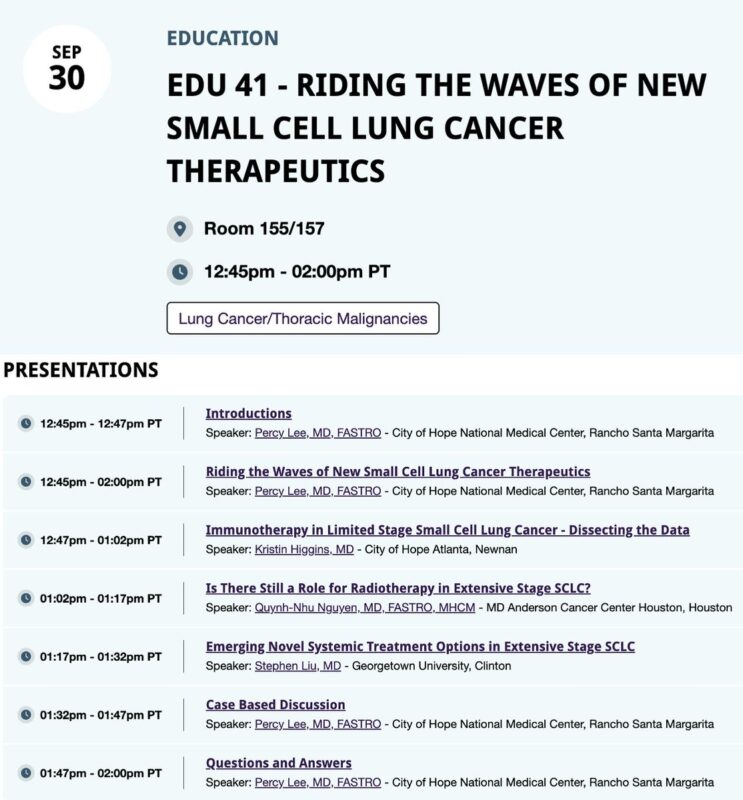 Stephen V Liu: The Latest SCLC Updates at ASTRO25
