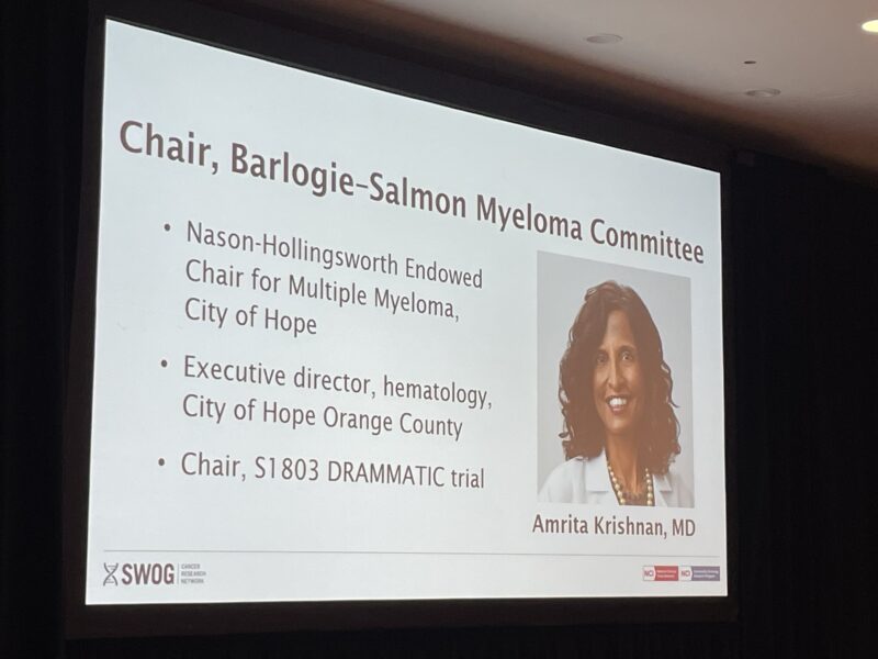 Sumanta Pal: Amrita Krishnan was Announced as Chair of the SWOG Barlogie-Salmon Myeloma Committee