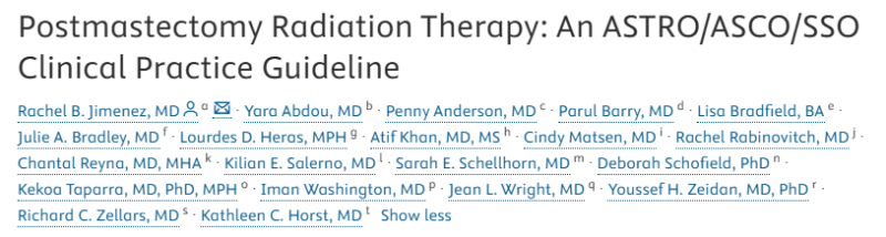 Postmastectomy Radiation Therapy: Joint ASTRO/ASCO/SSO Clinical Practice Guideline