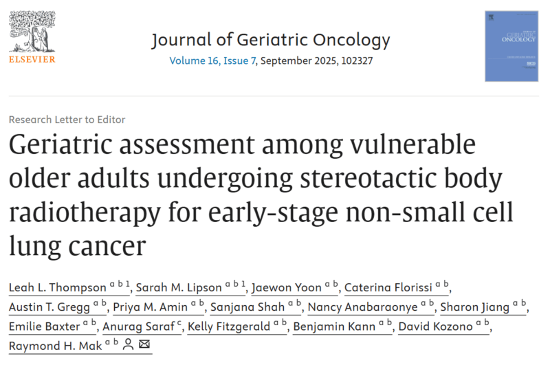 Raymond Mak: Geriatric Assessment in Older Adults Undergoing SBRT for Early-Stage NSCLC