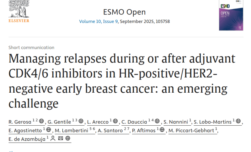 Evandro de Azambuja: Managing Relapses During or After Adjuvant CDK4/6 Inhibitors in HR+/HER2− Early Breast Cancer