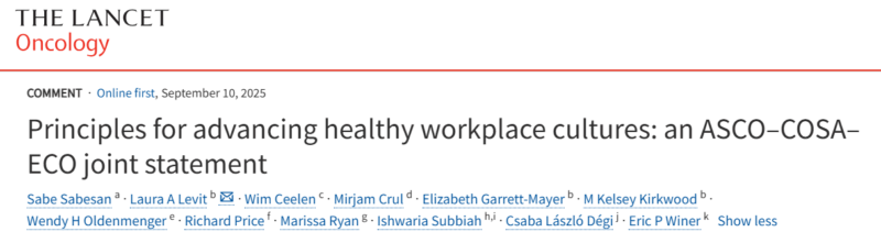 Principles for Advancing Healthy Workplace Cultures - European Cancer Organisation