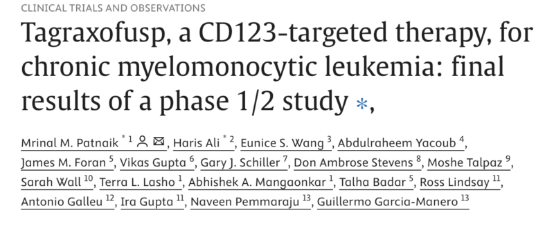 Naveen Pemmaraju: Final Paper on Tagraxofusp in Chronic Myelomonocytic Leukemia Is Out