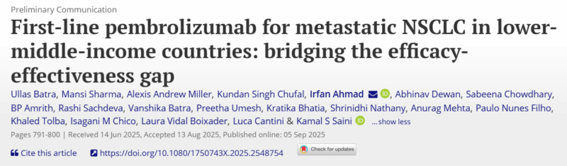Kamal S. Saini: First-Line Pembrolizumab for Metastatic NSCLC in LMICs