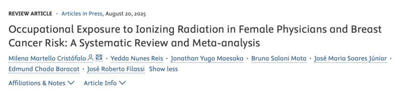 Kefah Mokbel: The Link Between Occupational Radiation Exposure and Breast Cancer Among Female Physicians