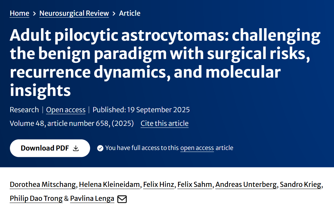 Pavlina Lenga: Challenging the Benign Paradigm of Adult Pilocytic ...
