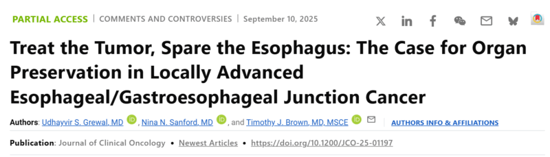 Udhayvir Grewal: Organ Preservation Strategies in Esophageal and GEJ Cancer