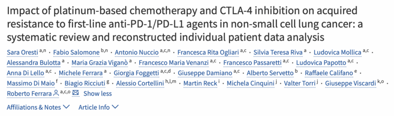 Roberto Ferrara: First Line Treatment in NSCLC According to Primary/Acquired ICI Resistance