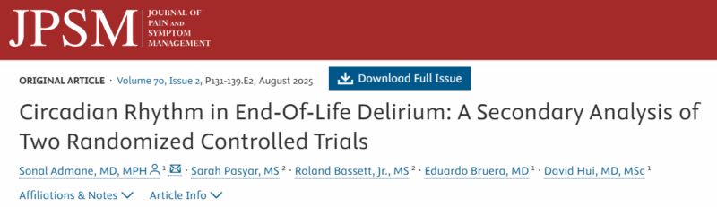 Eduardo Bruera: Circadian Rhythm in End-Of-Life Delirium