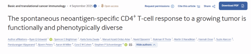 Stephen Schoenberger: Remarkable Study on the Ontogeny of Neoantigen-Specific CD4+ T Cell Responses