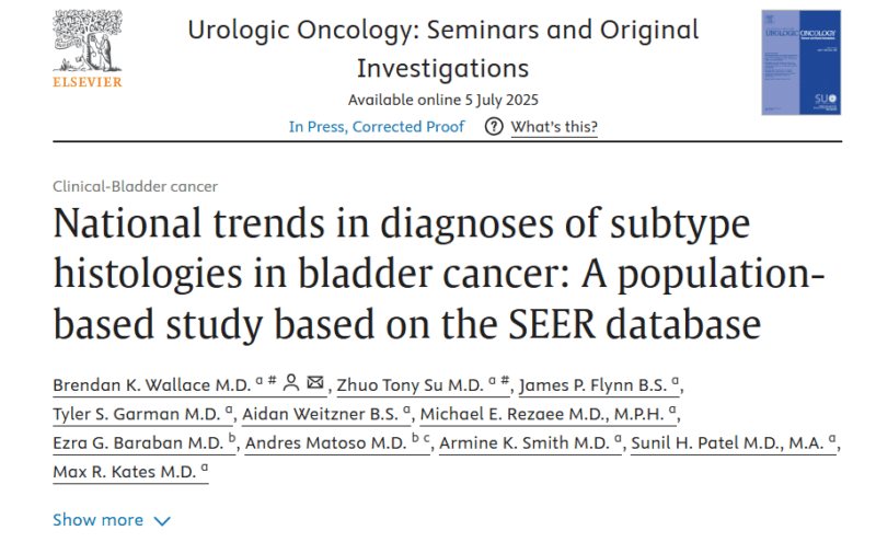Max Kates: National Trends in Diagnoses of Subtype Histologies in Bladder Cancer
