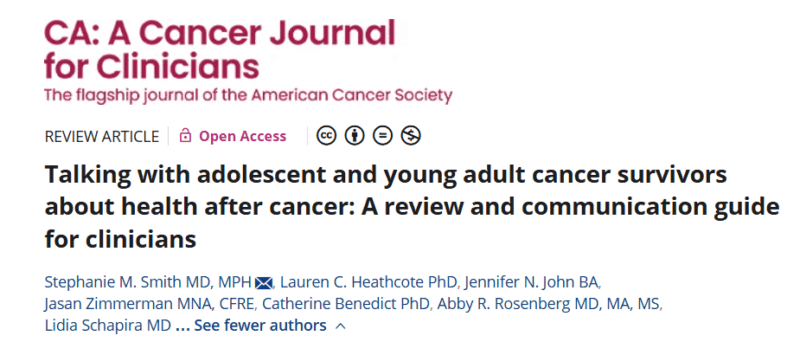 Talking With Adolescent and Young Adult Cancer Survivors About Health After Cancer - ACS Journals