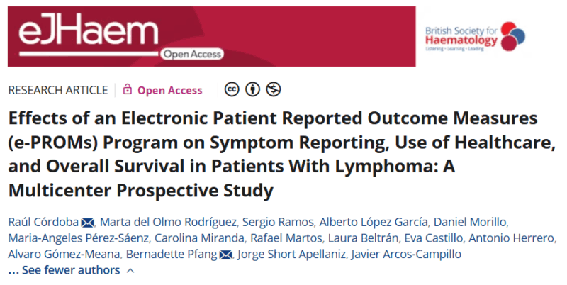 Raul Cordoba: e-PROMs in Lymphoma - Impact on Symptoms, Care Use, and Survival