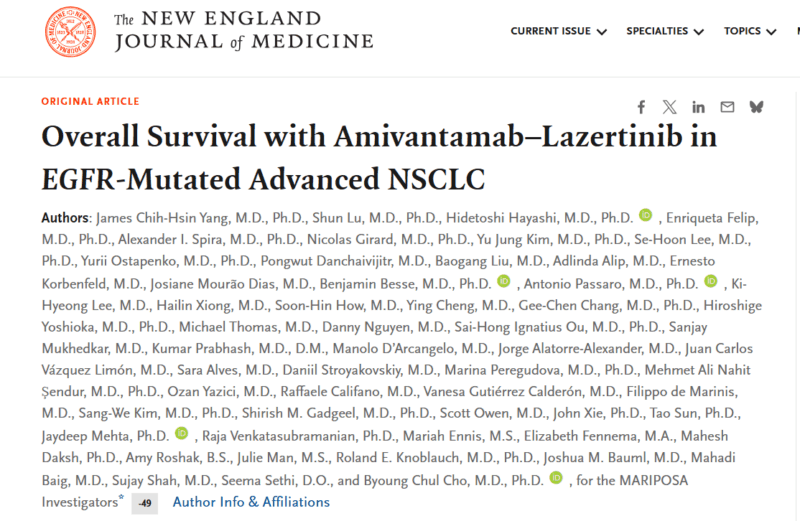 Overall Survival with Amivantamab–Lazertinib in EGFR-Mutated Advanced NSCLC