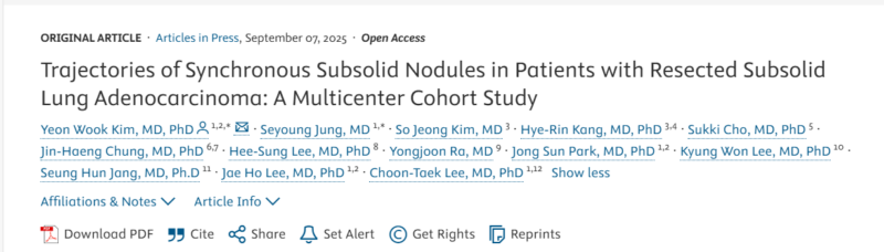 Yeon Wook Kim: Clinical Course of Synchronous Subsolid Nodules After Resection of Subsolid LUAD