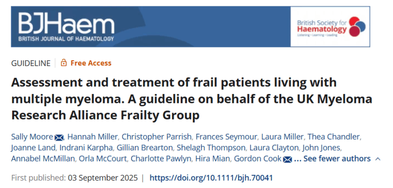 Rahul Banerjee: Guidelines in British Journal of Haematology About Frail Patients with Myeloma