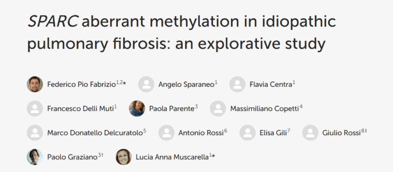 Federico Pio Fabrizio: SPARC Promoter Hypermethylation as a Potential Epigenetic Biomarker in IPF