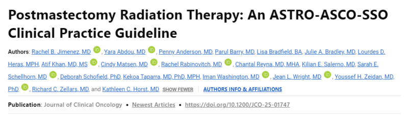 American Society of Clinical Oncology (ASCO) Post-mastectomy 