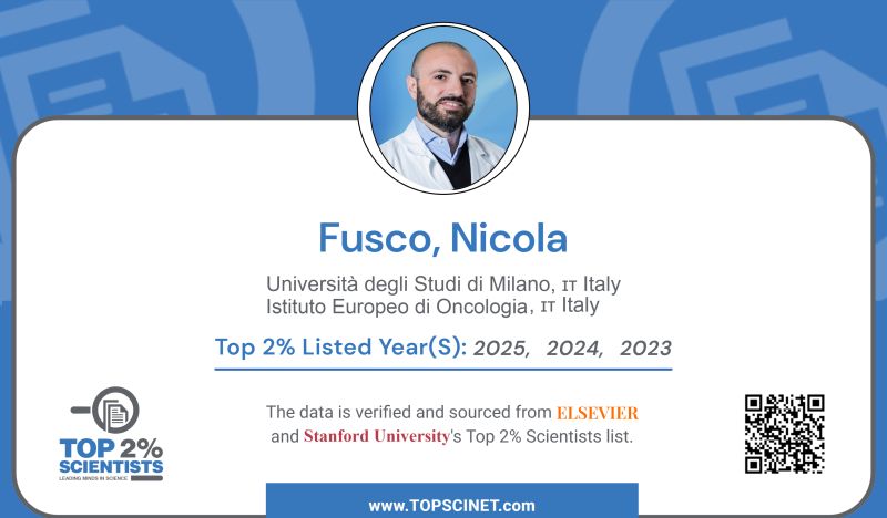 Nicola Fusco: Honored to be included in the Stanford University - Elsevier Ranking of the Top 2% of Scientists Worldwide