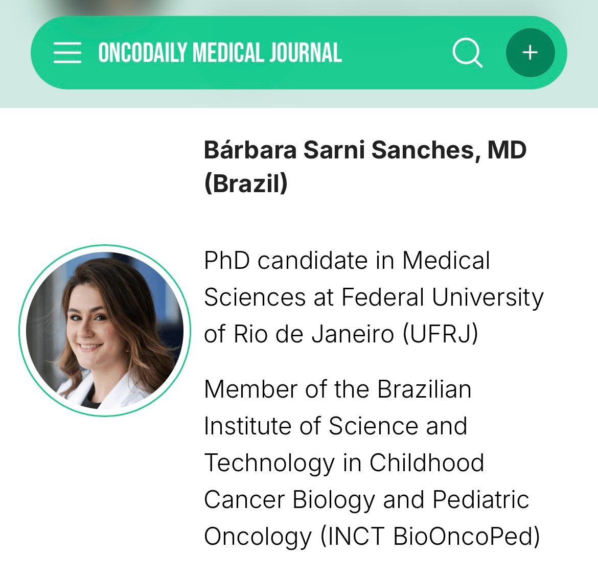 Bárbara Sarni Sanches: Looking Forward to Making Science with OncoDaily Medical Journal