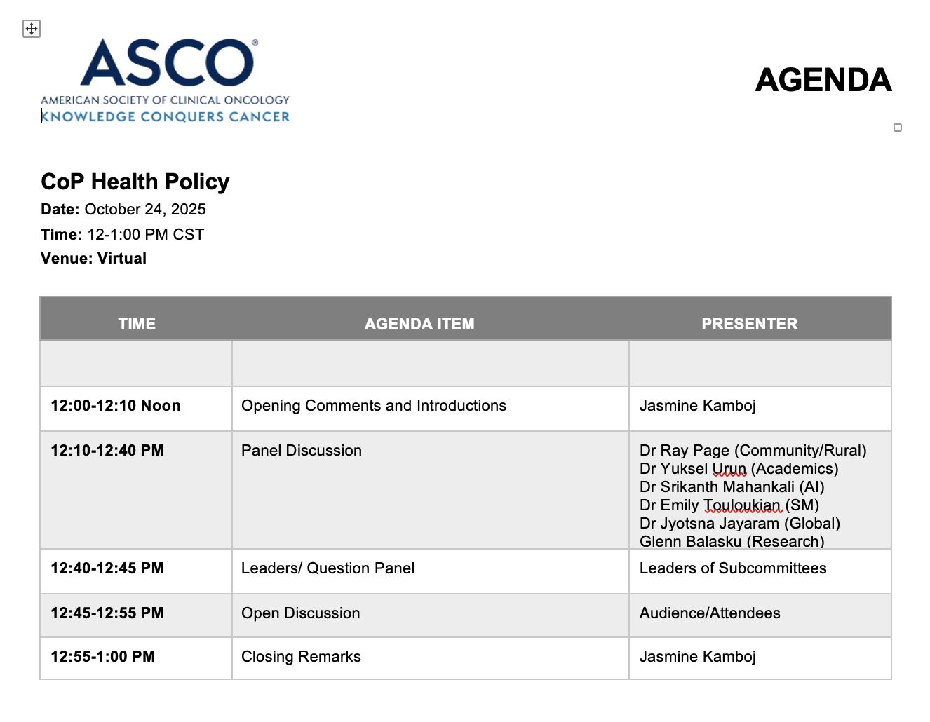 Jasmine Kamboj: Stay Tuned for Our First Community of Practice on Health Policy Webinar