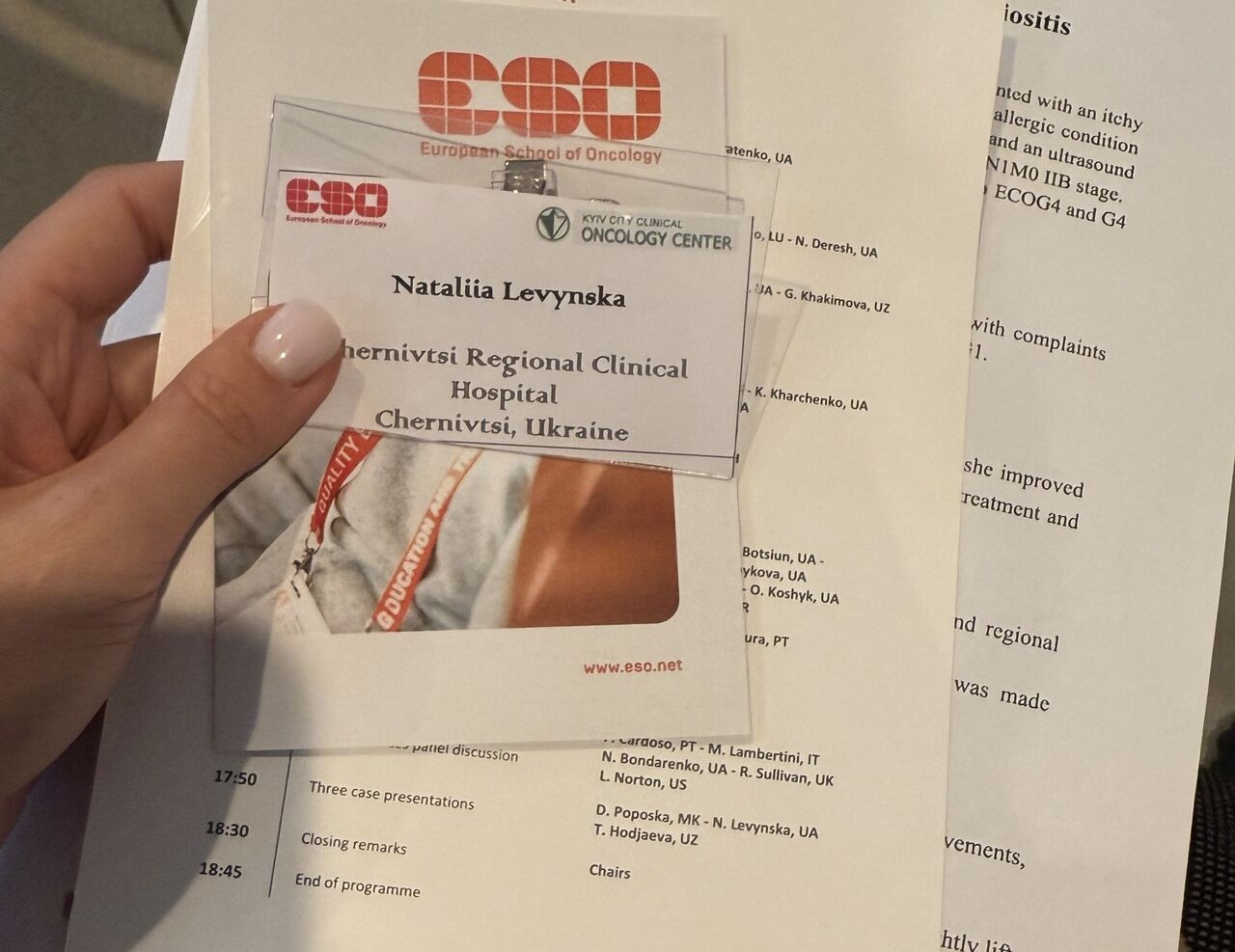 Nataliia Levynska: Giving a Talk at ESO Course on Oncology Diagnostics and Clinical Decision-Making 2 Nataliia Levynska: Giving a Talk at ESO Course on Oncology Diagnostics and Clinical Decision-Making