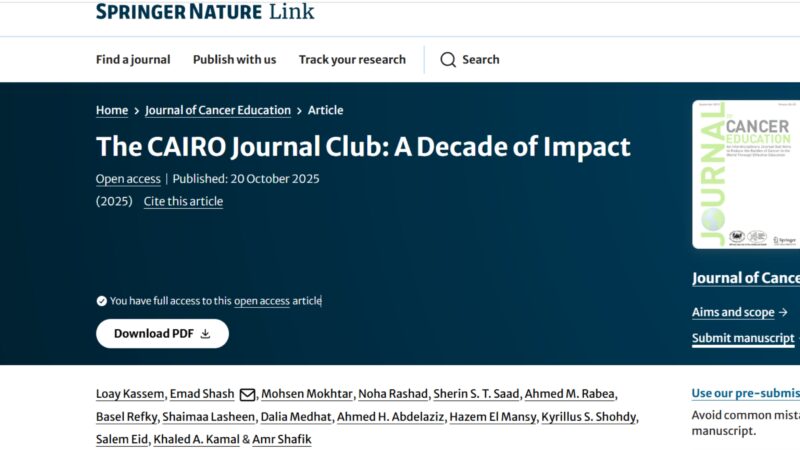 Emad Shash: Making Oncology Education Practical, Multidisciplinary, and Accessible - Our Journey Over Ten Years