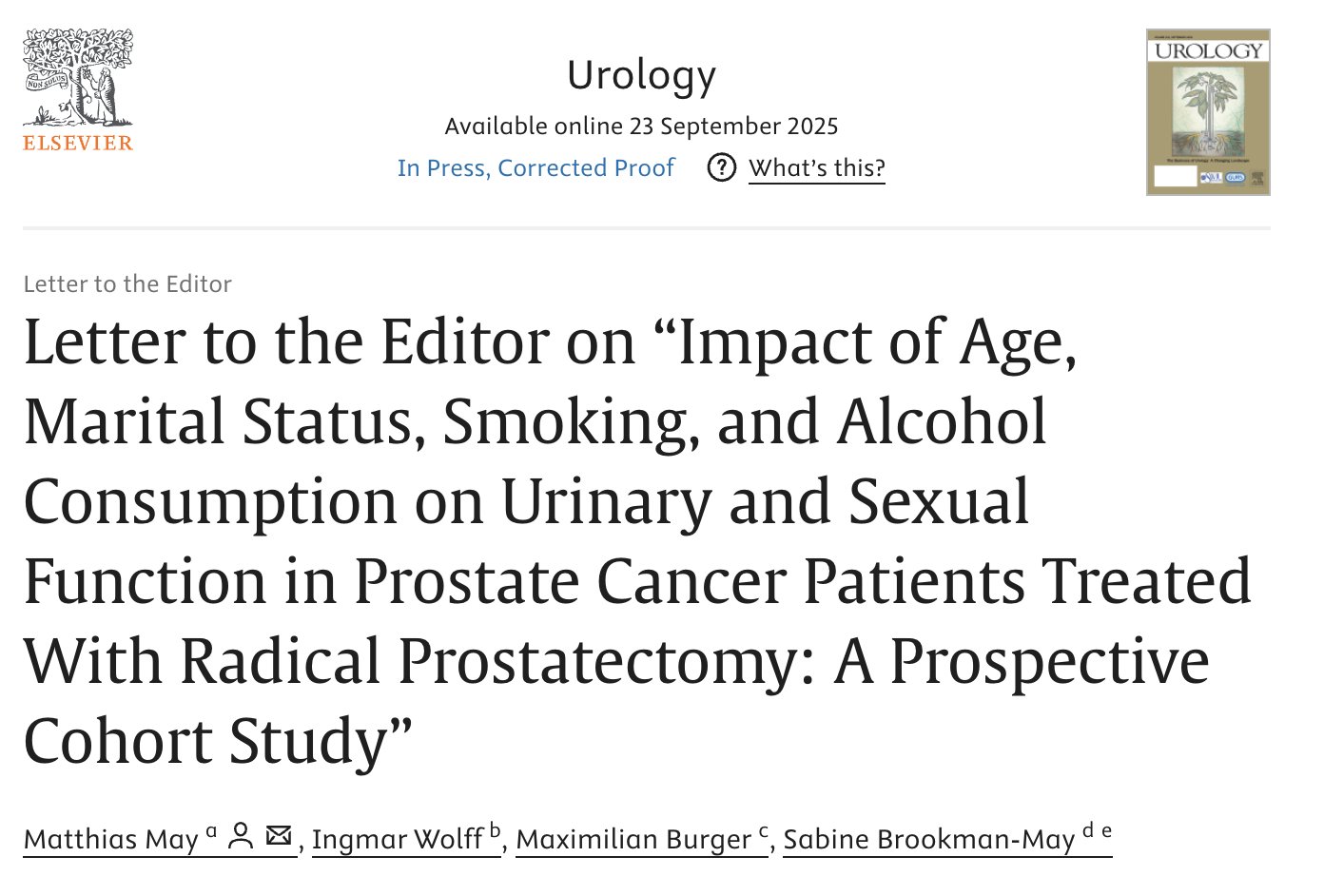 Sabine Brookman-May: The Impact of Smoking on Post-Radical Prostatectomy Sexual Function