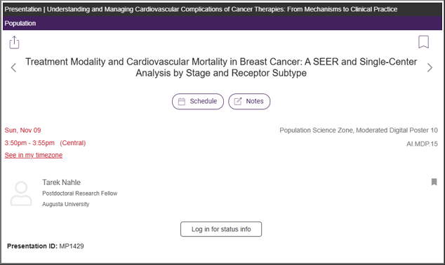 Tarek Nahle: Augusta University Study on Cardiovascular Mortality in Breast Cancer at AHA 2025 2 Tarek Nahle: Augusta University Study on Cardiovascular Mortality in Breast Cancer at AHA 2025
