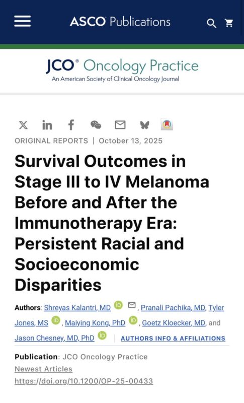 Shreyas Kalantri: New Publication on Stage III – IV Melanoma Before and After the Immunotherapy Era