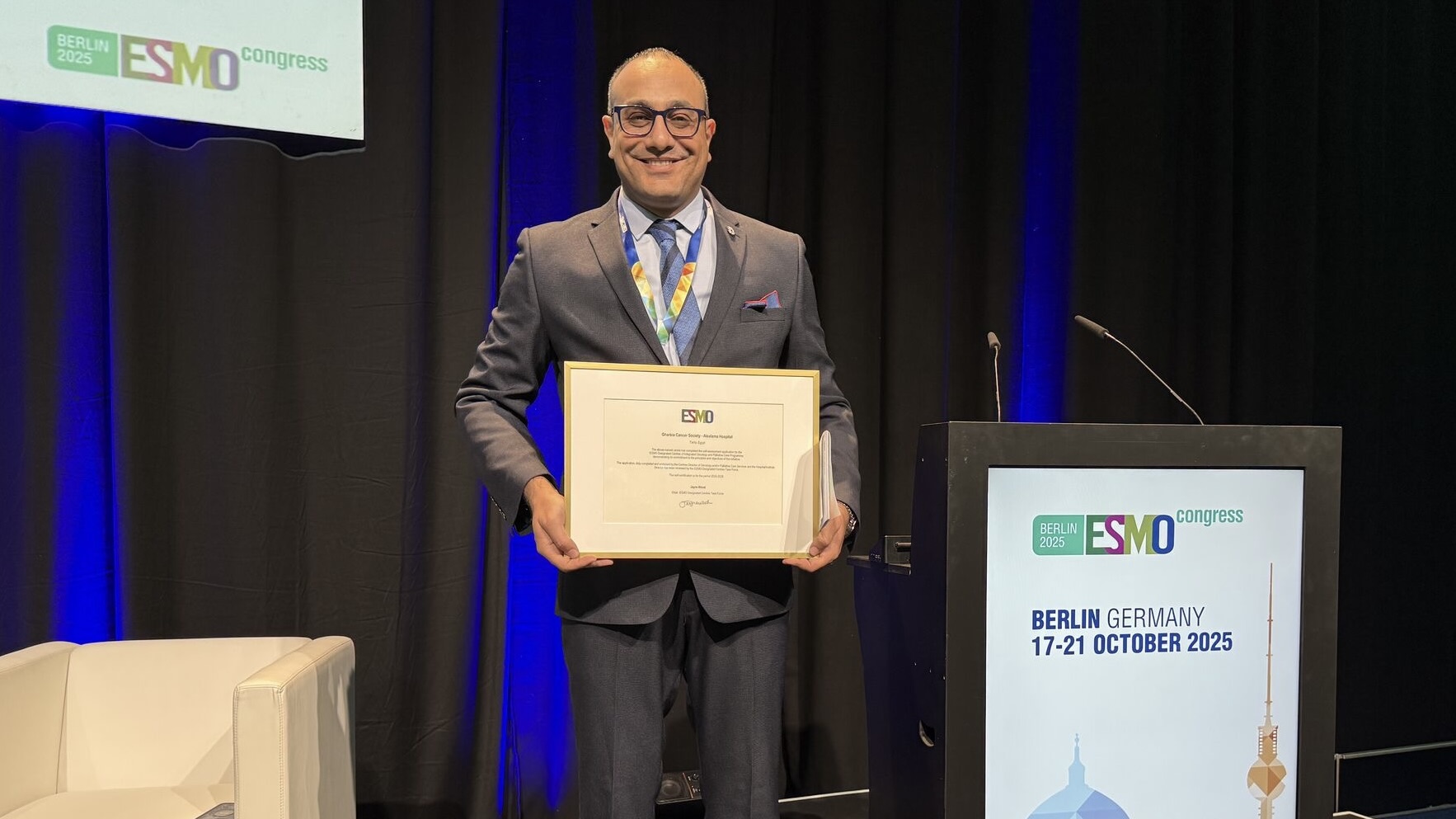 Mohamed Hablas: ESMO Names Gharbia Cancer Society Alsalama Hospital a Designated Center for Integrated Oncology and Palliative Care for 2025 2 Mohamed Hablas